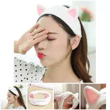 Новая Женская эластичная бархатная повязка на голову милые кошки Ушная повязка для волос косметический инструмент для макияжа