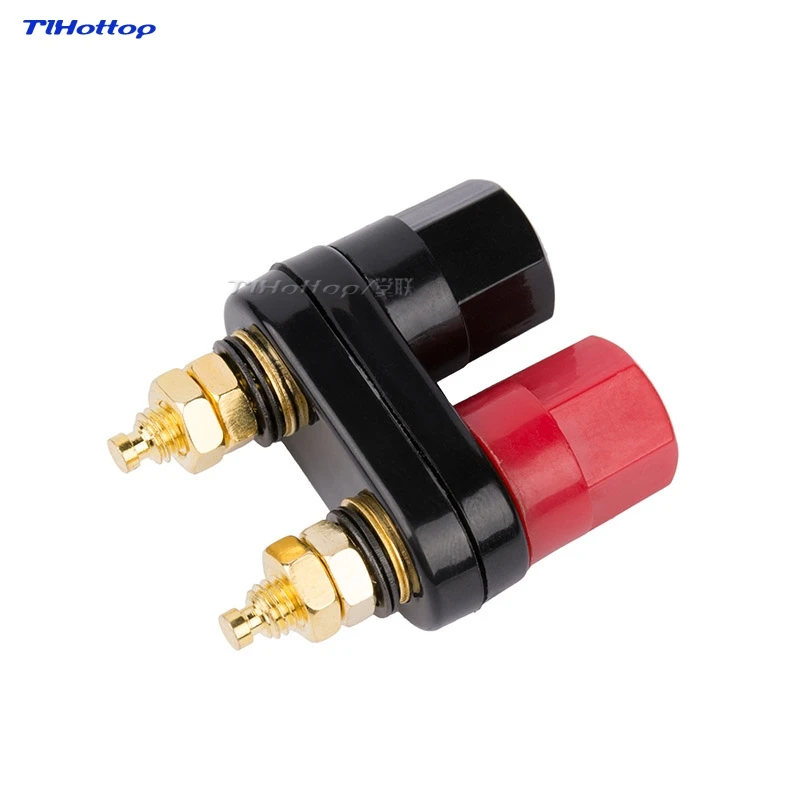 

R Top Selling Banana plugs Couple Red Black Connector Amplifier Terminal Binding Post TLHOTTOP