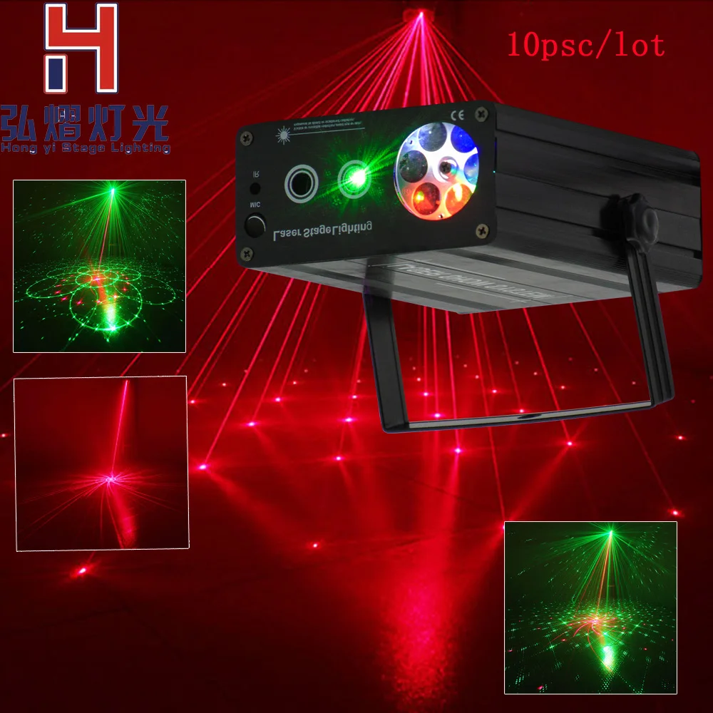 

10psc 2in1 Laser Light snowflake pattern red&green laser christmas laser projector lamp Bar DJ party stage lights