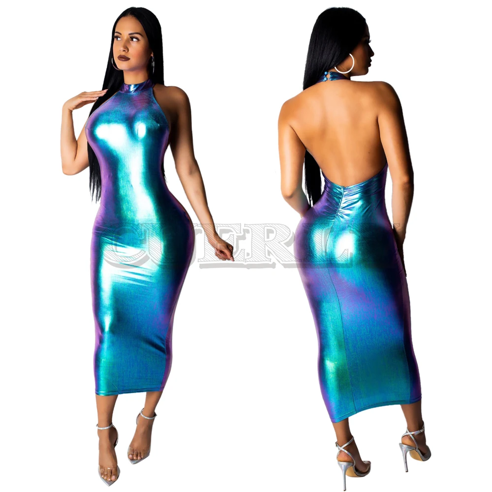 

2019 New Tight-fitting Sexy Dress Slim Wet Look Fetish Bondage Vinyl PVC Dress Backless Bodycon Plus Size