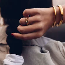 Титановое стальное Золотое плетеное кольцо готическое простое обручальное кольцо для мужчин и женщин парное кольцо Модные ювелирные изделия