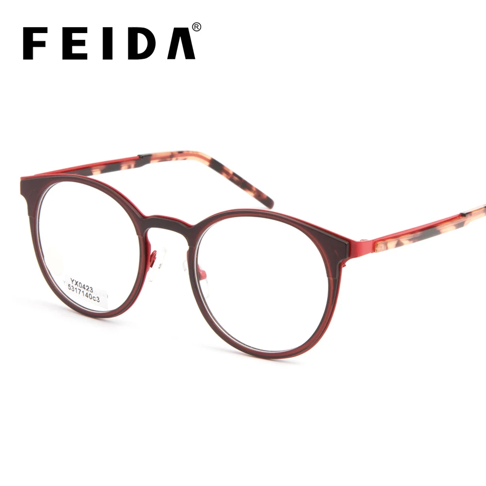 

FEIDA Brand TR90 Retro Round Transparent Glasses for Women Fashion Fake Glasses for Sight Myopia Computer Glasses Eyeglass Frame