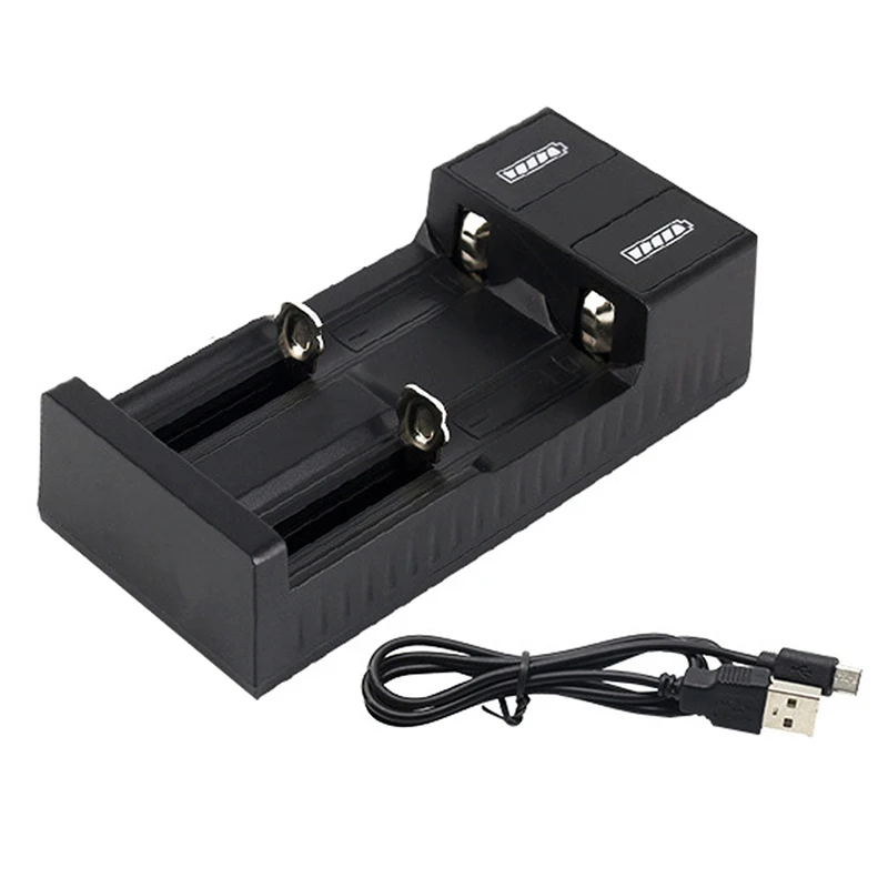 Универсальное зарядное устройство с двумя слотами защитой от USB для 18650 Li Ion (без