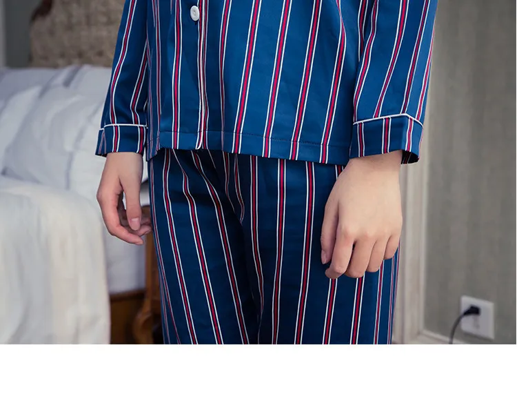 Tony & Candice женские шелковые пижамы длинные ночная рубашка с рукавами полосатый для дам в осень атласные ночное Женский