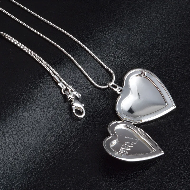 Сердце фото коробка кулон ожерелье для женщин ожерелье s& Подвески 925 пробы серебряные ювелирные изделия талисманы Ювелирные изделия Чокер Colar M623