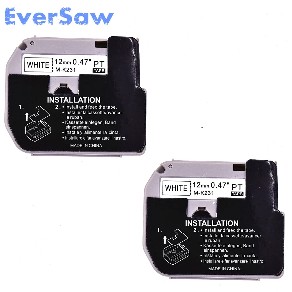 

3pcs/lot Black on White 12mm compatible M tape p-touch catridge M-K231 MK231 M231 M K231 8m