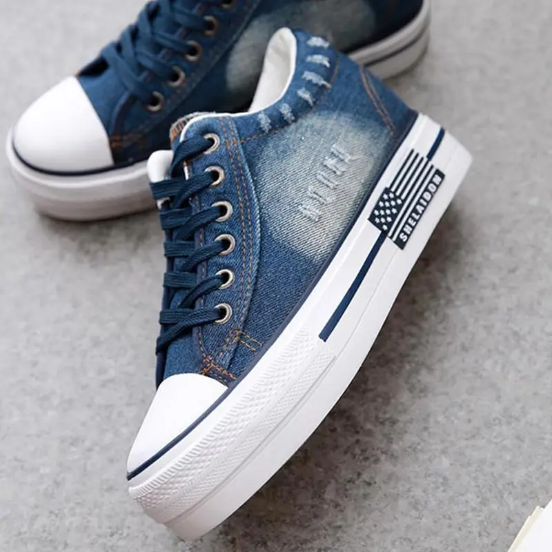 

Women Shoes 2020 Sneaker Denim Canvas Shoes Female Summer Casual Trainers Ladies Platform Wedges Shoes for Women Zapatos Mujer