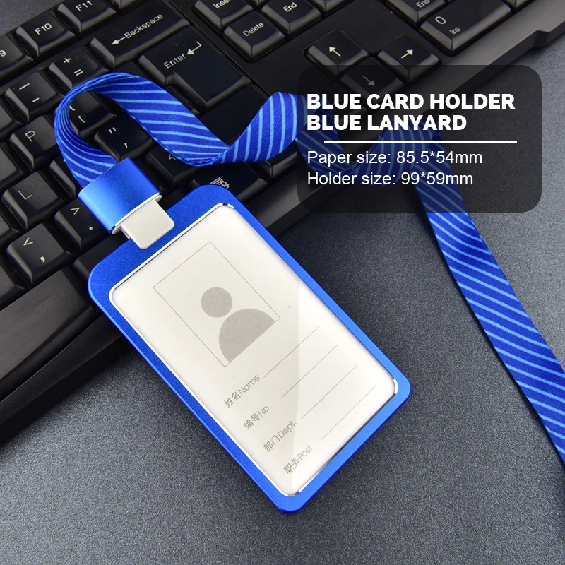 

1PC Quality Aluminium Alloy Business Work ID Card Holder Name Tag Exhibition Card Holder With 15mm Lanyard