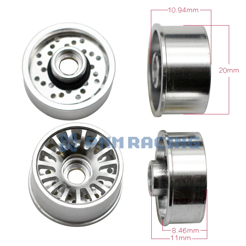

CNC Aluminum Alloy Radial Spoke Silver Black Wheel Set for Kyosho 1/28 MINI-Z Car