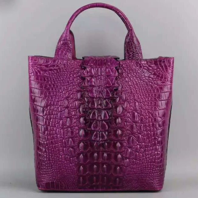 

Accept private label Custom logo wholesale drop shipping genuine leather embossed handbag with crocodile effect handbags