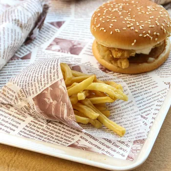 

Anti-oil Hamburger Sheet Chicken Roll Packaging Paper Western Dinner Tool Food Grade Newspaper Wax Paper Bread Chip Packing