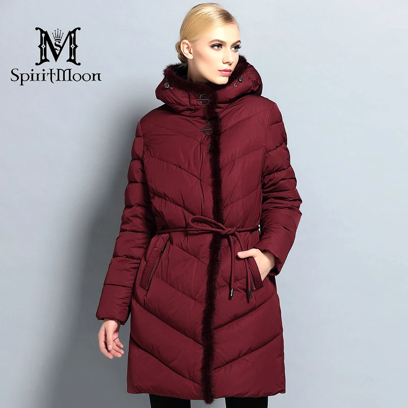 SpiritMoon 2017 Winter Women Thick Coat Female Coat Bio Down Jacket Hooded Thick Parka With Natural Mink Fur Plus Size 5XL 6XL