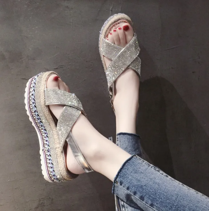

OLOMM Sexy Open-toed Women Sport Beach Sandals Wedge Hollow Out Women Sandals Outdoor Cool Platform Shoes Women Shoes