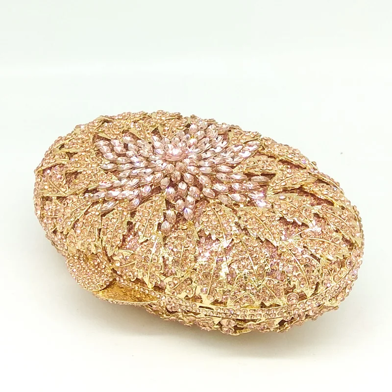 Cristal Sac Évider Sacs Femmes Clutch D'embrayage Minaudière Champagne Mousseux Peach Fleur Mariage Soirée Bag Double Main De Bling À qxnXtC6