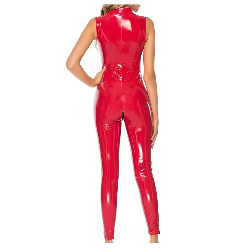 Sexy Lingerie Women Leather Latex catsuit PU Bodysuit Zipper  Nightclub Pole Dance Performance Uniforms Sexy Locomotive Suits (6)