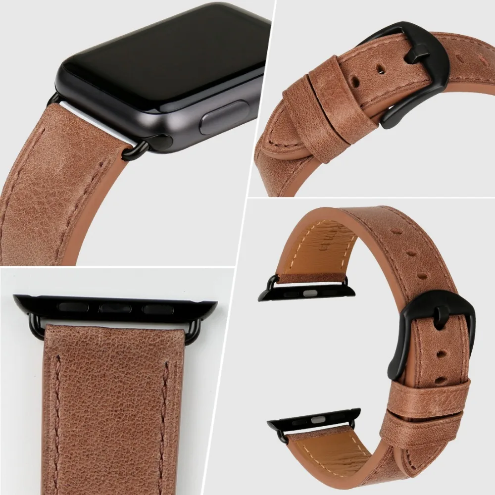 Ремешок MAIKES из натуральной кожи для Apple watch браслет iWatch Watch Series SE 6 5 4 3 2 44 мм 40 42 38