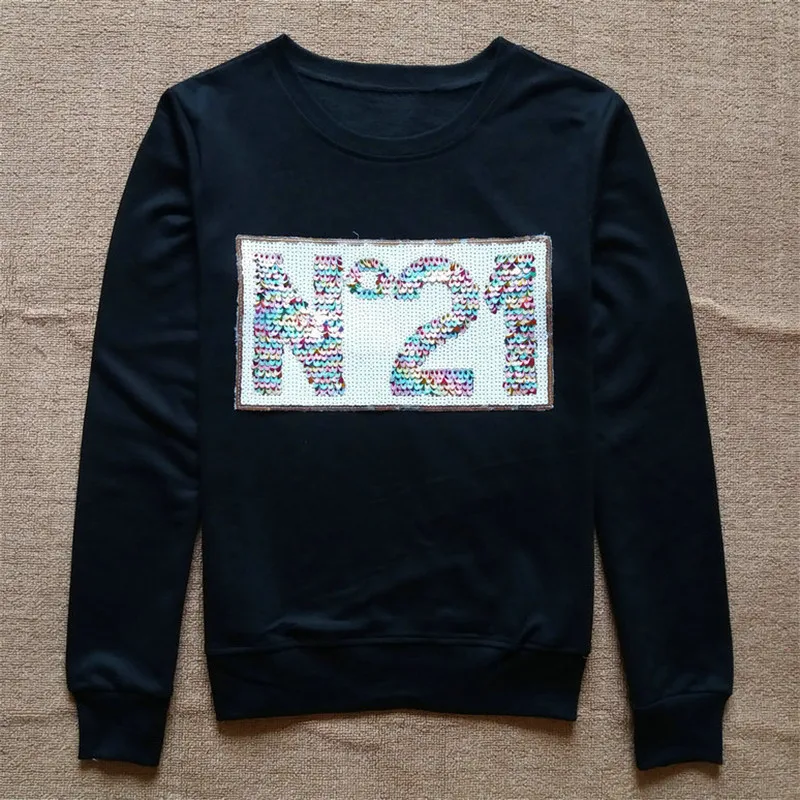 Sudaderas mujer 2017 Осенняя Толстовка N 21 цвета с блестками толстовки спортивный костюм