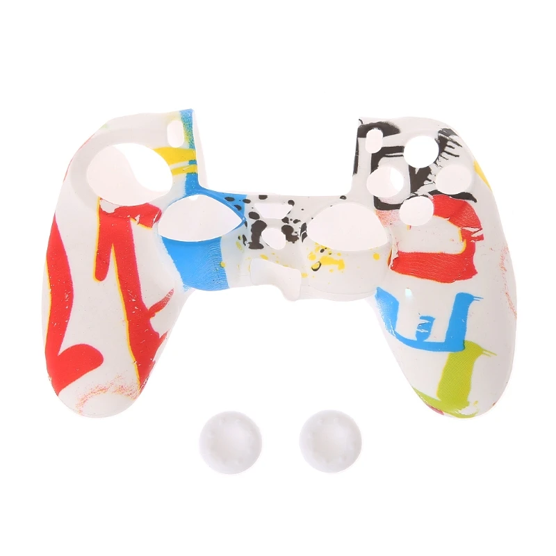 

2019 Brand Multicolor Style Silicone Gamepad Cover Case + 2 Joystick Cap For PS4 Controller Gamepad Protective Cover Accessories