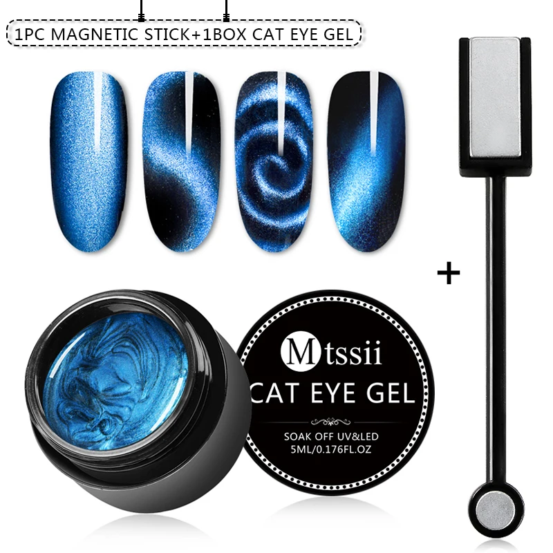 Mtssii 5ML Magnetic 5D Cat Eye UV Gel Nail Polish Laser Nail Art Varnish Starry Sky Jade Effect Soak Off UV Gel Lacquer - Цвет: BZH01309