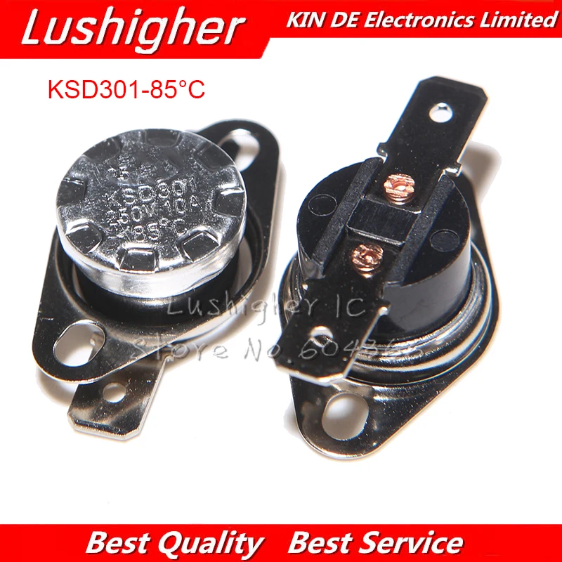 5PCS New KSD301 85 Degree 250V 10A Normal Close Temperature Controlled