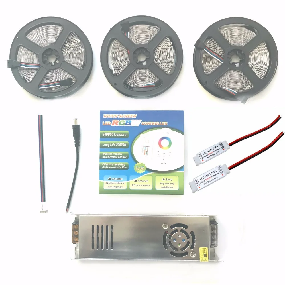 5050 RGBW/RGBWW светодиодные полосы набор с 2,4G сенсорный RF пульт дистанционного управления+ 12 В адаптер питания+ усилитель 5 м/10 м/15 м/20 м thanWS2812