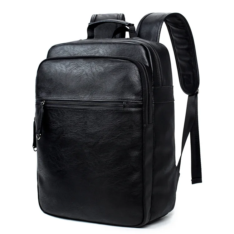 

High Quality Leather Mens Backpack Travel Backpack Black School Bags Casual Men Laptop Backpack Mochila Male Daypacks Bookbag
