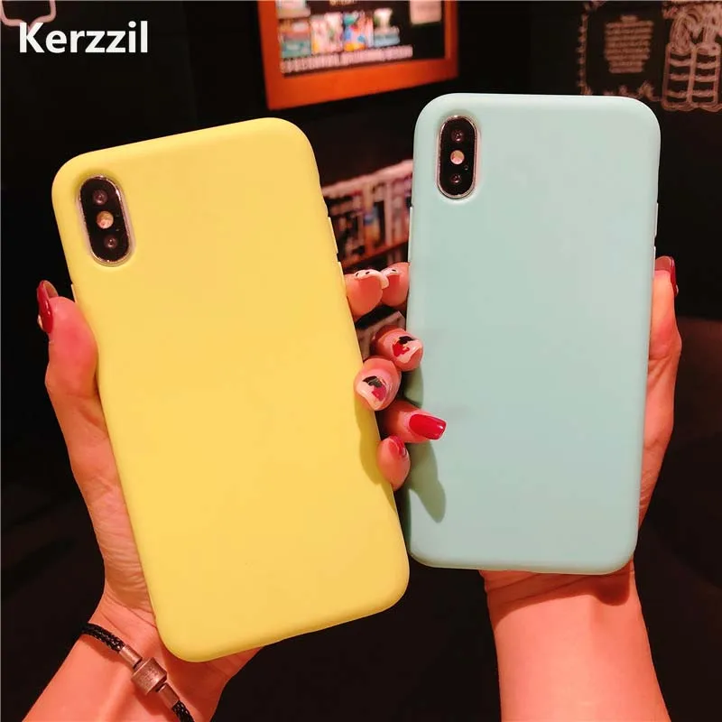 

Kerzzil Candy Color Silicone TPU Phone Case for iPhone 7 7 Plus 8 Case for iPhone 6 6S 8 Plus X 10 Ultra-thin Soft Back Cover