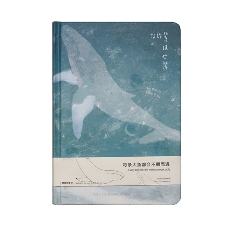 

A5 Creative Illustration Hard Cover Writing Notebook Diary cartoon whale pattern notepad thread binding notebook