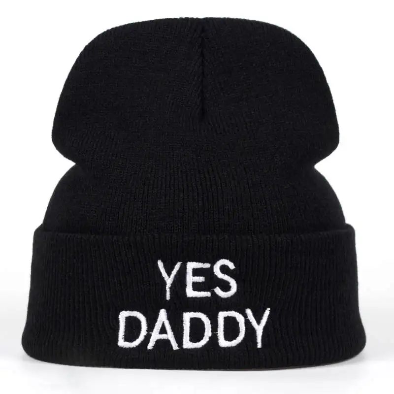 brand Yes Daddy Embroidered Knitted winter hat Cotton men women Hip-hop Skullies Beanie Bone Garros new 2018 