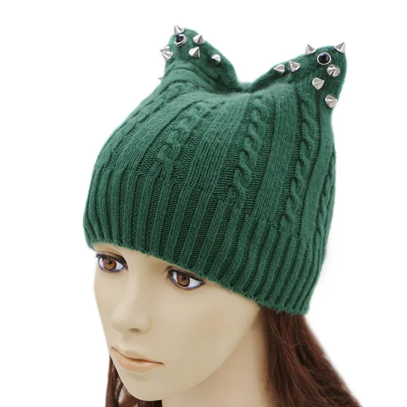 GZHILOVINGL Beanie шапки женская зимняя шапка с ушками шерсть хип хоп вязаные шапки для девочек трикотажный свитер шляпа touca шапка с ушками