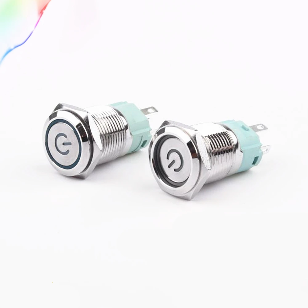 

16mm Metal Push Button Switch LED power mark locking Latching Self-reset Momentary 1NO 1NC red blue yellow green white 16HXDY