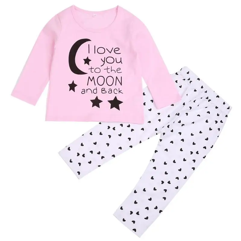 

2pcs Home Clothing Set Spring Cotton Baby Girls Korean Letters Tops Pants
