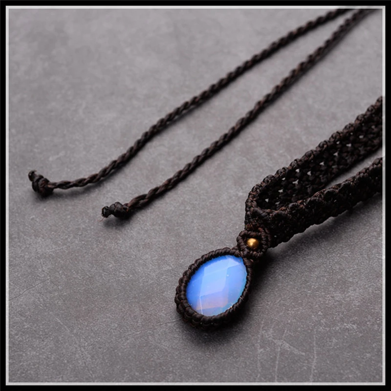 BOEYCJR натуральный камень плетеная веревка ожерелье короткая цепочка ручной работы ювелирные изделия винтажное этническое ожерелье для женщин подарок