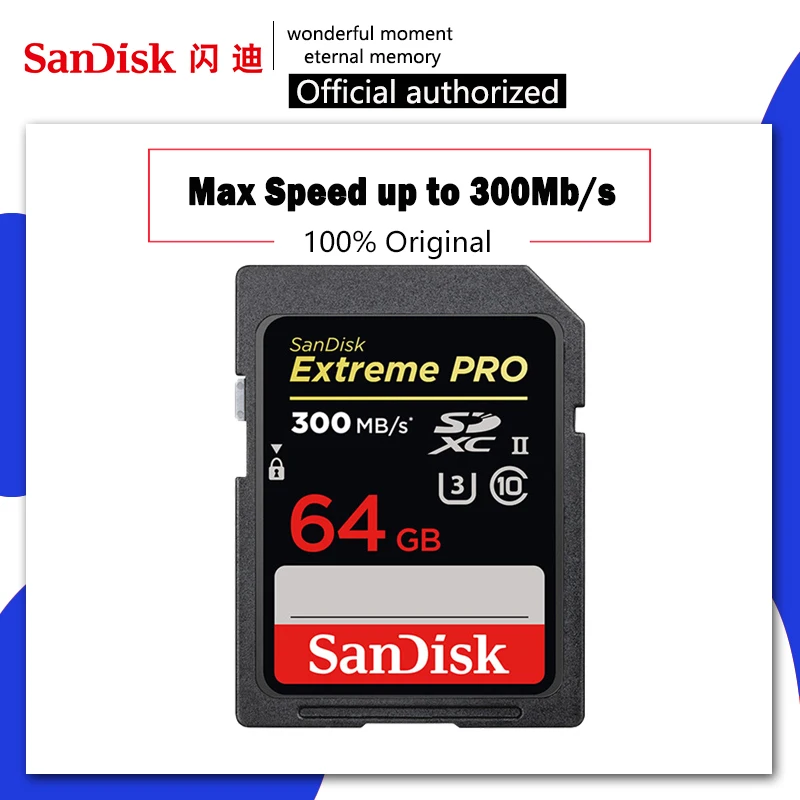 

SanDisk Extreme Pro Memory Card 32 64 128 GB U3 4K Class 10 SD Card 32GB 128GB 64GB 300M Flash Card SD Memory Carte SD SDXC SDHC