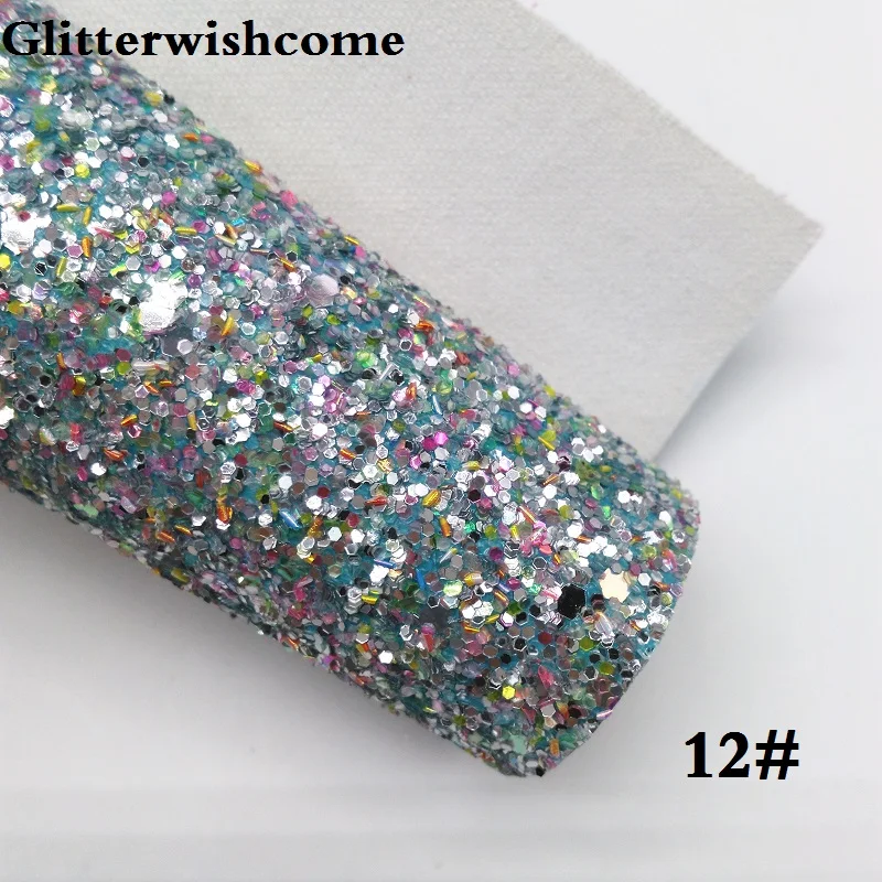 Glitterwishcome 21X29 см A4 размеры синтетическая кожа, с эффектом блестящей кожи, винил ткань для Луки, GM032A - Цвет: 12