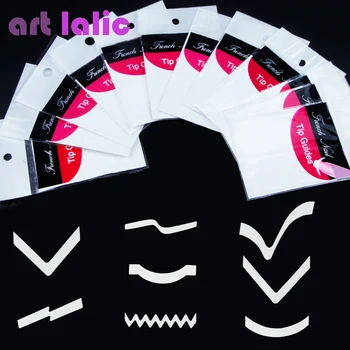 

1 Lot=12packs Nail Decoration Nail Art Tips Nail Sticker Nail Art Form Fringe Guides Sticker DIY French Manicure