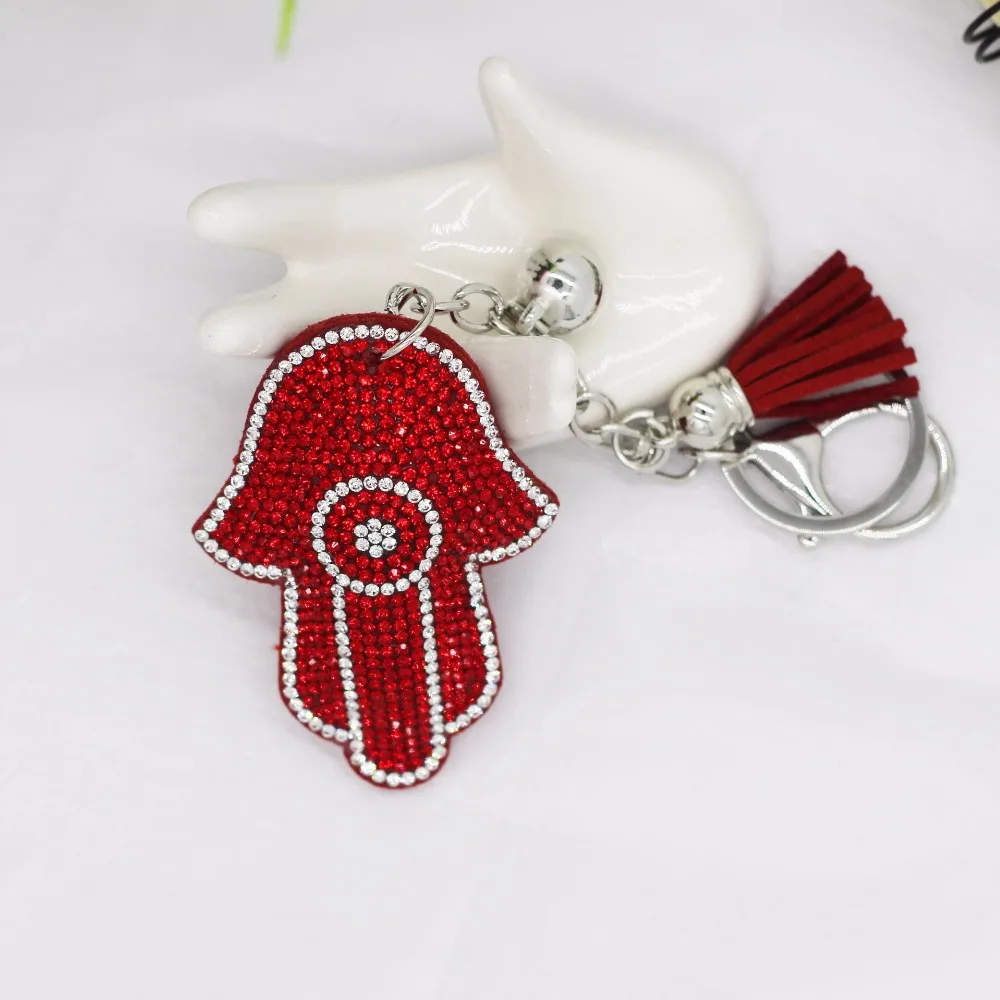 Классический брелок Hamsa Fatima с ручным покрытием Стразы кисточкой в виде ладони
