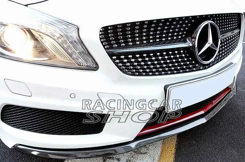 OE-Style Real Carbon Fiber Front Spoiler Lip Spoiler For MERCEDES BENZ W176 A CLASS A250 AMG SPORT BUMPER