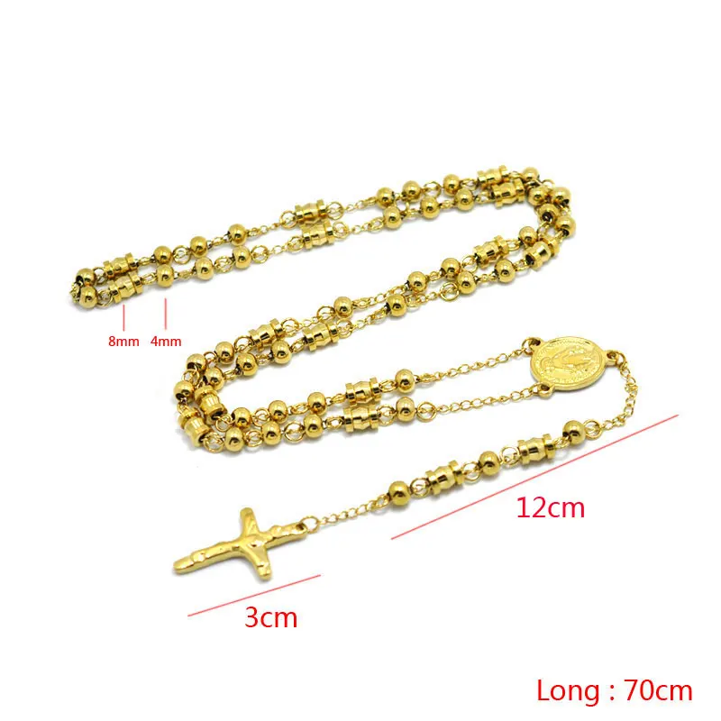 Men Necklace FYSARA Beads Cross Pendants Necklace For Men Religious Jewelry Christian Long Necklace Saint Benedict Rosary Pray Necklaces