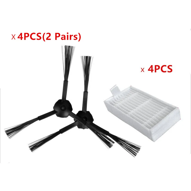 4x Side Brush +4x hepa Filter for ilife v3 v3s v3s pro ilife v5 v5s v5s pro x5 panda x500 ECOVACS CR120 X600 robot cleaner parts