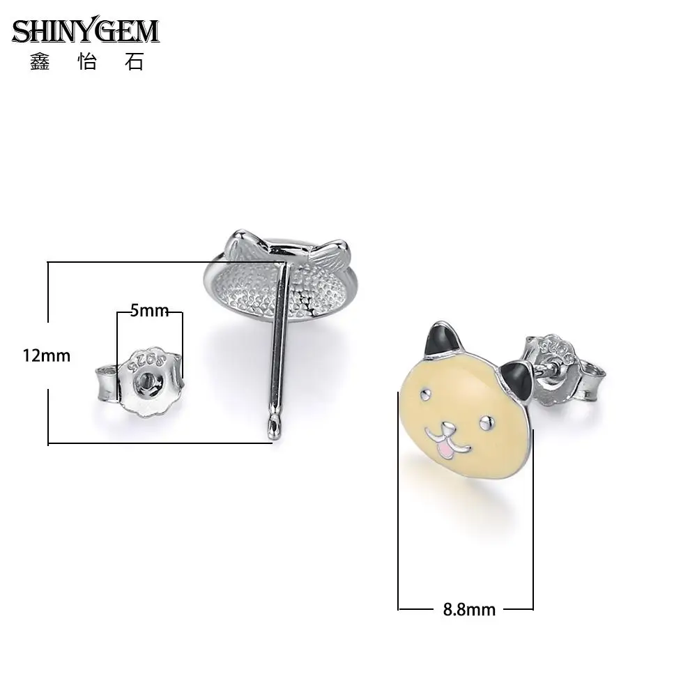 Серьги-гвоздики ShinyGem с милым мультяшным изображением поросенка, однотонные серебряные серьги с настоящим 925 пробы, желтые/белые серьги с изображением свинок для женщин и девушек