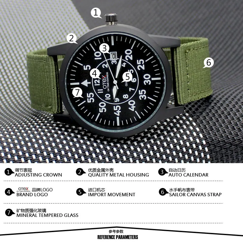 

Ot03 luxury brand of men's casual uniform waterproof quartz movement wrist watch