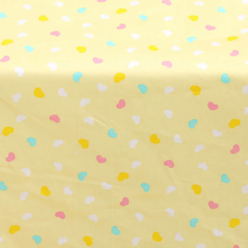 

100% cotton twill cloth pink aqua yellow color heart fabric for DIY kids bedding apparel home decor patchwork quilting handwork