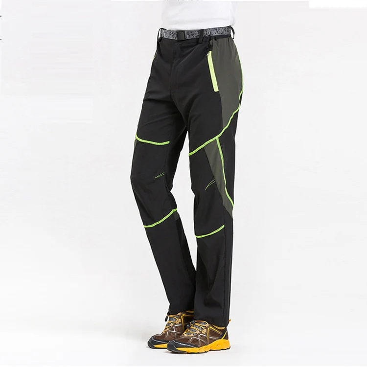Мужские летние велосипедные брюки для рыбалки быстросохнущие треккинговые походные брюки женские уличные дышащие походные брюки - Цвет: Men black green