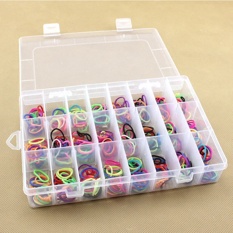 24 Grids Transparent Plastic jewelry Storage Box Case Organizador Bead