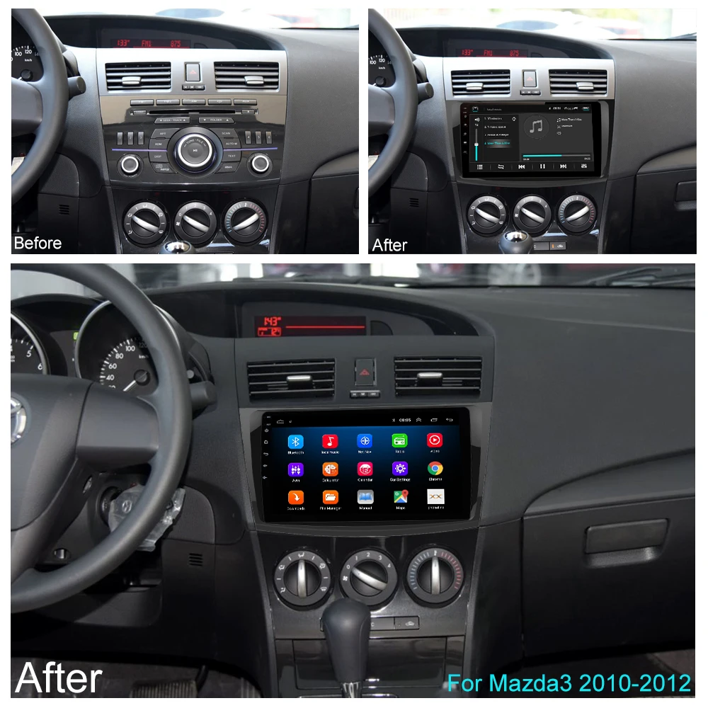 Coche DVD GPS android 8,1 coche Radio Estéreo 1G 16G mapa gratuito Quad Core 2 din Car Multimedia jugador para Mazda 3 2004-2013 maxx axel