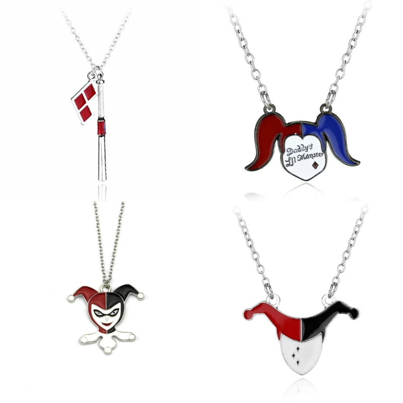 

Suicide Squad Harley Quinn Head Baseball Bat Joker Pendant Necklace Jewelry Gift