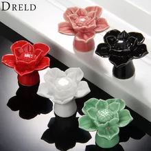 1Pc Furniture Handles Cabinet Knobs and Handles Ceramic Door Knob Cupboard Drawer Kitchen Pull Handle Lotus Design Home Decor elegant and delicate home furniture bedroom mirrored bedside table classic design cabinet with one drawer