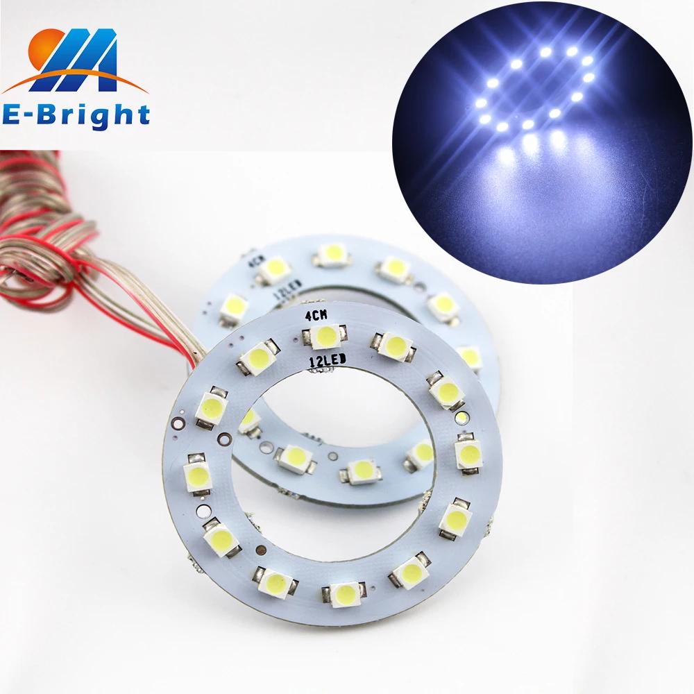 YM E Bright 2 пары (4 шт.) 40 мм Angel Eye 12SMD 1210 3528 Светодиодный Halo Кольца DC 12V DRL Лампа фара