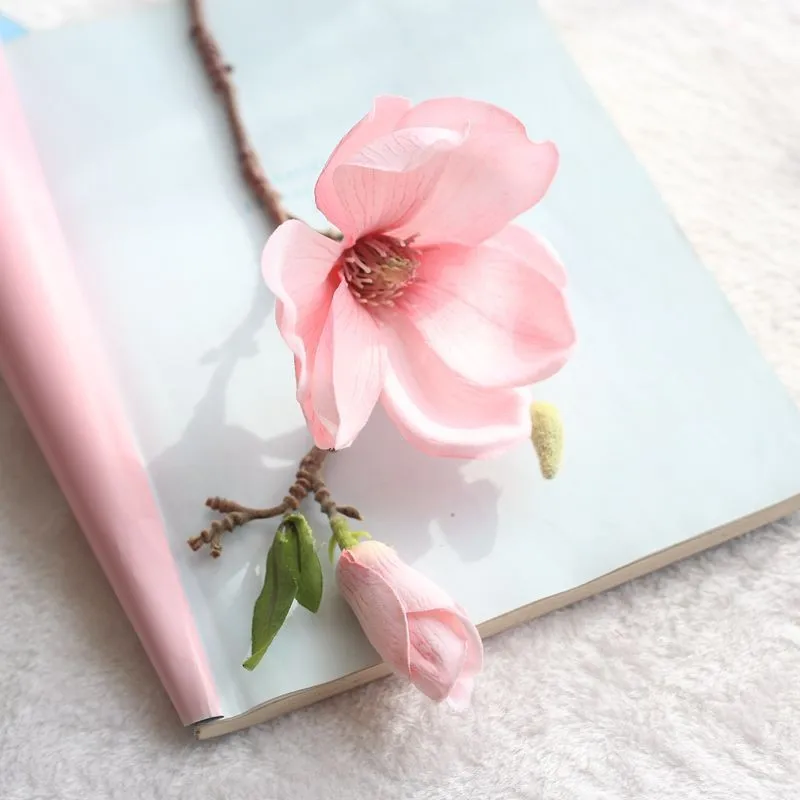 keythemelife 1 pcs artificial flowers silk flower fake leaf magnolia getsubject aeproduct